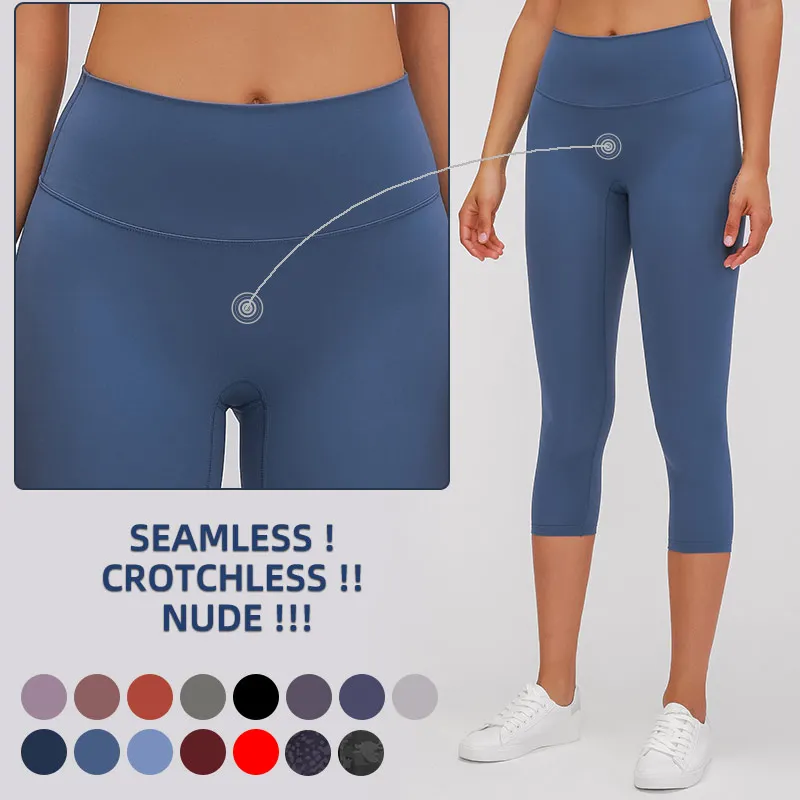 Personalized Exercise Leggings Mid Waisted Fit Customized Women's Capri Leggings Your Design and Logo On Capri Pants Workout Yoga Capri