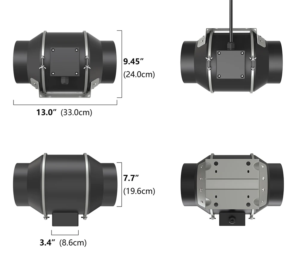 Inline Duct Fan, Centrifugal, 110v, Metal - detail 10