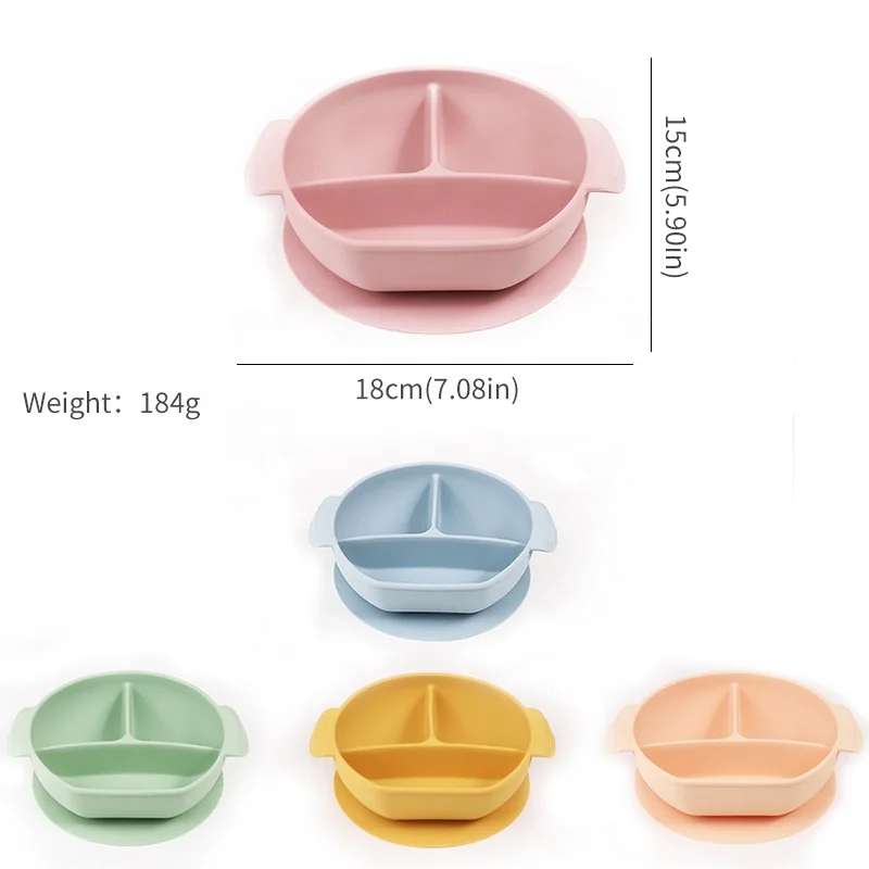 Custom Baby Feeding Bowl Set with Suction Cup Base Food Grade Non-Toxic BPA Free silicone baby bowl  for Toddlers