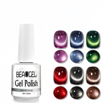 Boqiao 2024 Wholesale Double Rhythm Cat Eye Gel Nail Polish Set of 6 Colors Shimmer Glitter Customize your own brand