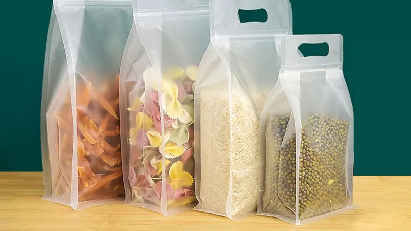 Custom Plastic Flat Bottom Pouch Food Nuts Storage Pouches Clear