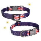 Metal Collar For British Flag Pattern Laser Logo Metal Buckle Puppy Dog Collar For Travel/training
