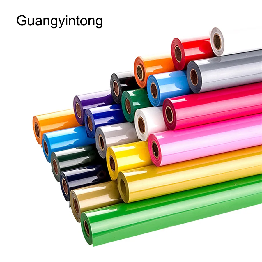 Yellow-k3 guangyintong Adhesive Heat Transfer Vinyl for T-Shirts 12 X 5 Feet Glossy Vinyl Roll 
