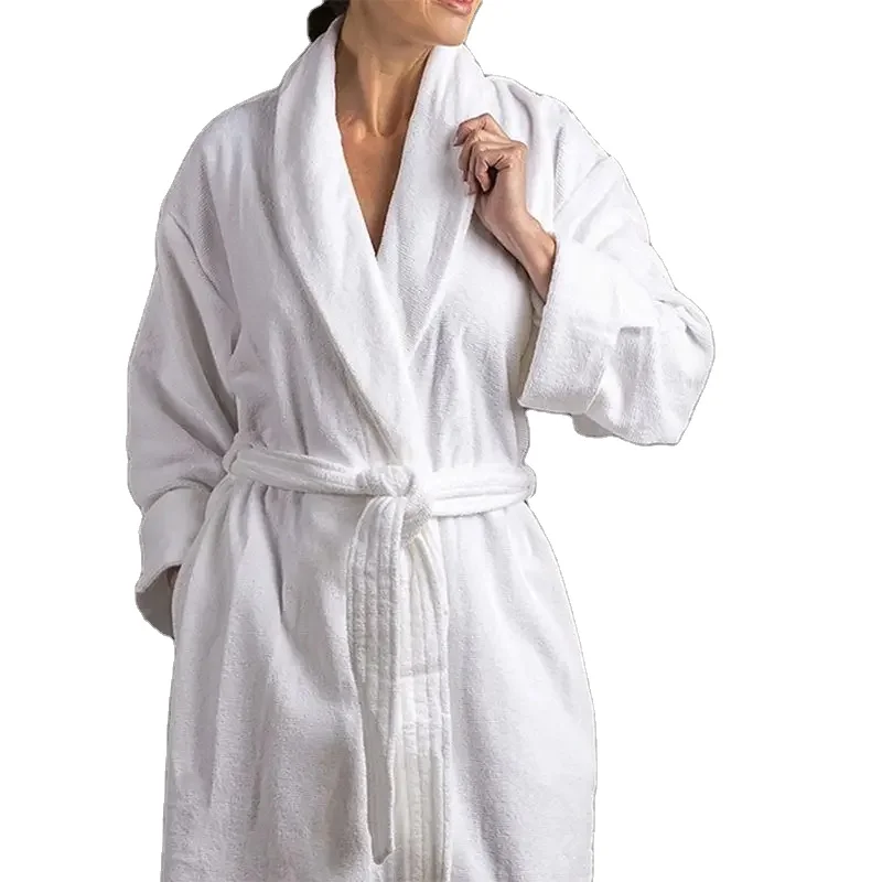 White Cotton Bath Robes Terry Cloth Robes for Women Towel Bathrobe Spa Robes