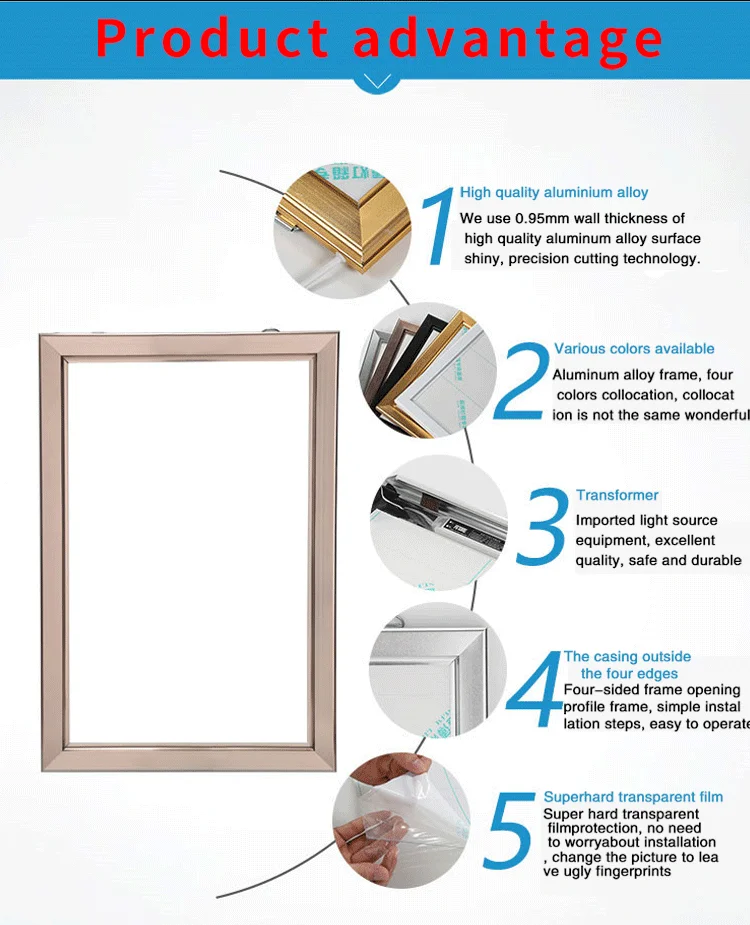 product 3 pack custom led aluminum snap frame poster hd theater poster frames anodized high quality movie display frame-8