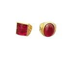 Fashion Ring Vietnam Shajin Fashion Retro Jewelry Square Round Large Gem Ring Exquisite Totem Carving Ring