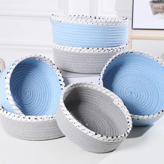 HUAYI   Woven handmade Cotton Rope Laundry Basket Storage Basket