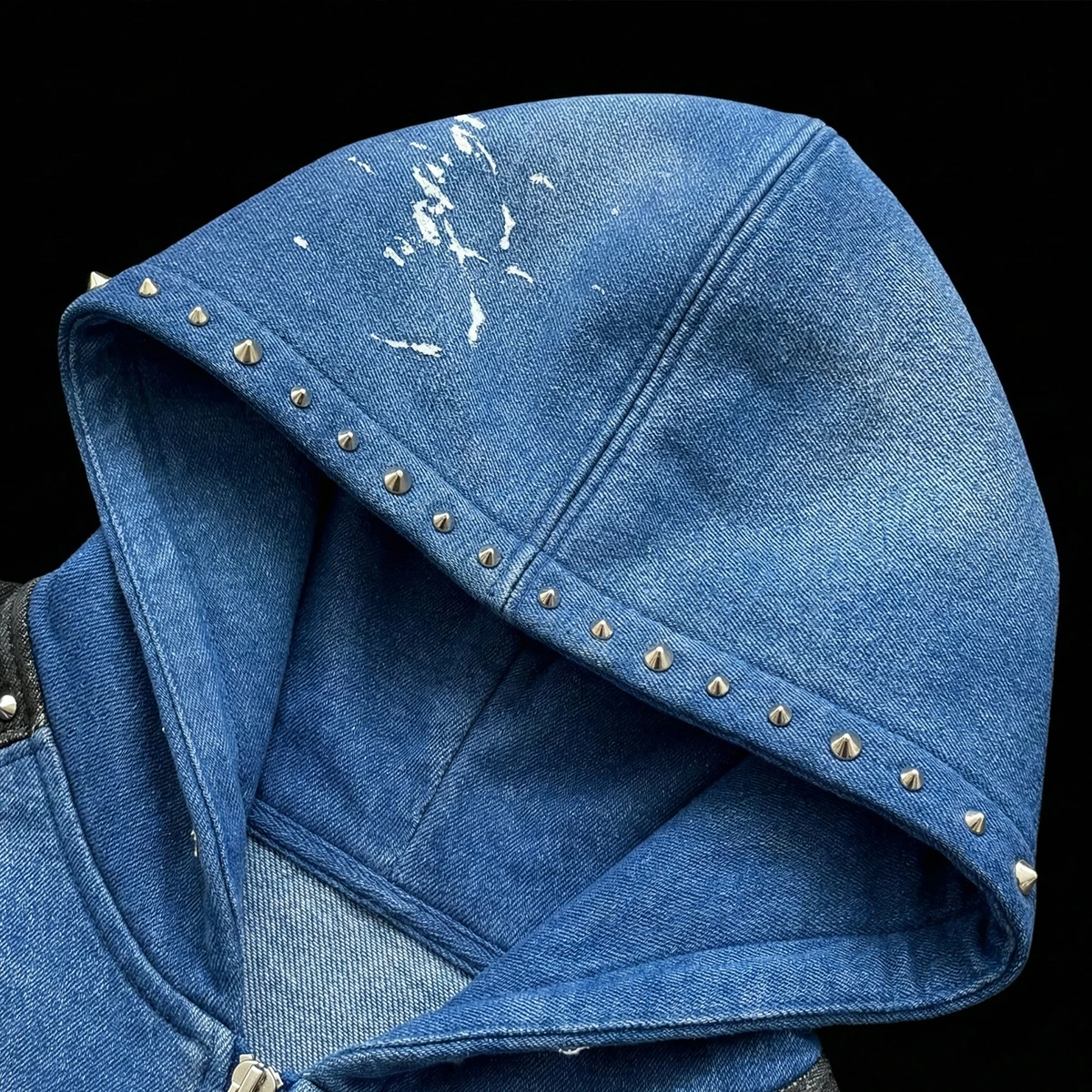 product custom acid wash zip up patchwork rhinestone hoodie hooded oversize boxy embroidery mens hoodies sweatshirts graphic print-7