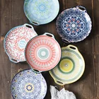 Ceramic Plate Ceramicceramic Bohemian Style And Creative Retro Pattern Two-ear Ceramic Plate