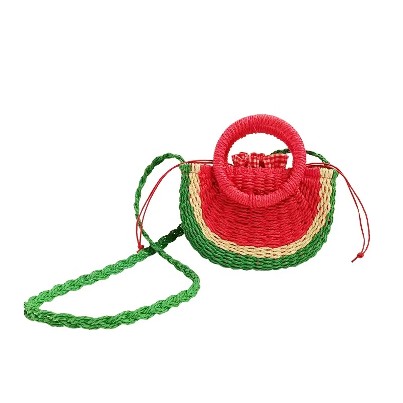 wholesale new type mini crossbody water melon bags cute straw bag  for kids