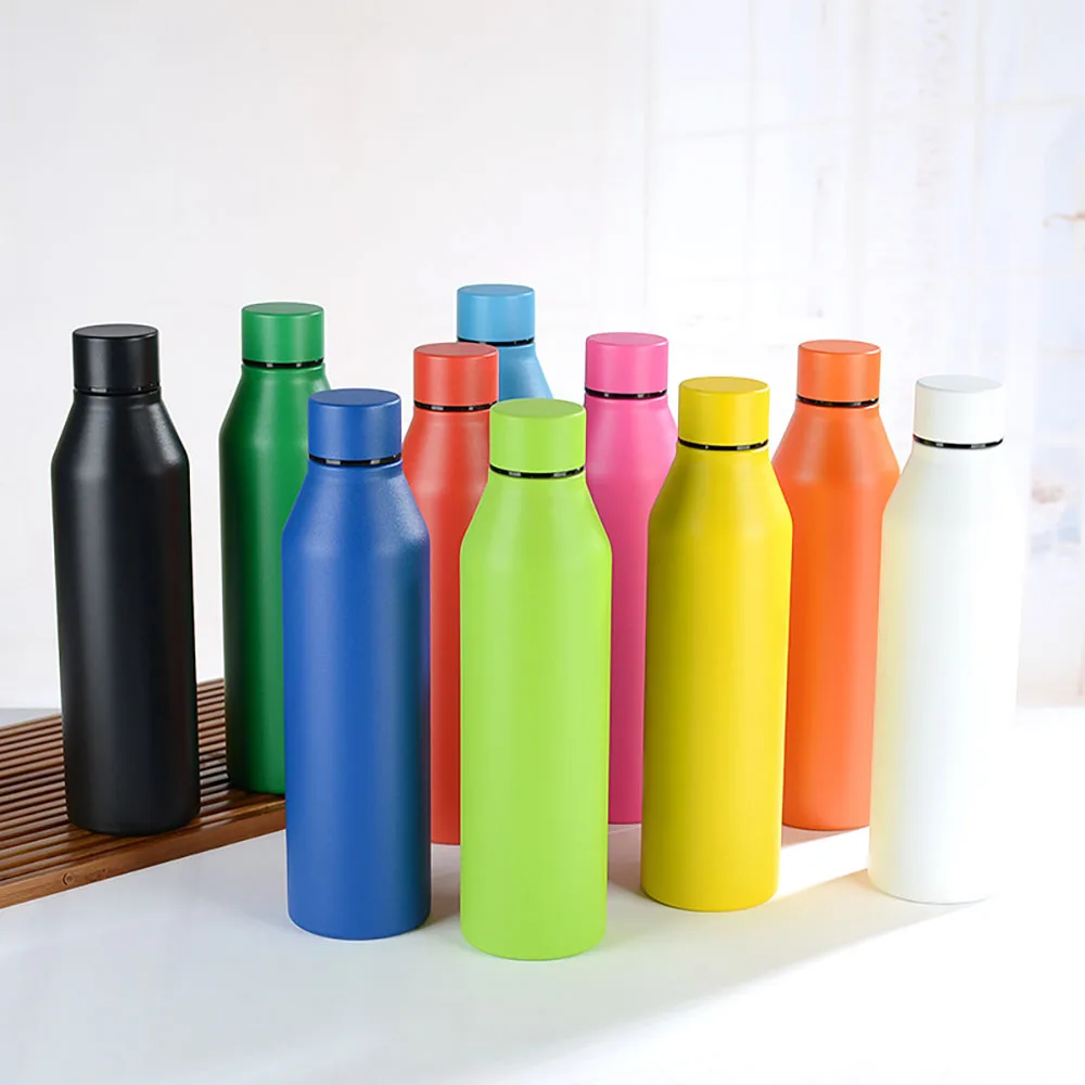 double wall stainless steel vacuum insulated water bottle with multiple lids to choose and bottle brush