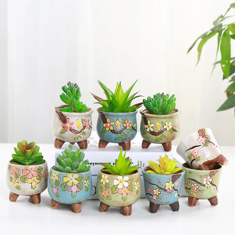 Ceramic Plant Succulent Planter Desktop Flower Pot Home Garden Decor Flowerpot