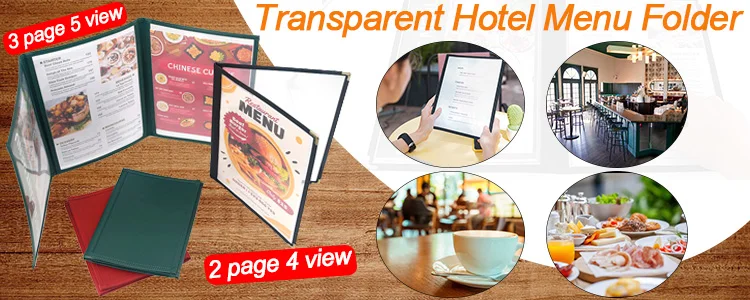 Menu Covers Sleeves 5 Pages 10 Views Restaurant Transparent Menu Folder for Wine Drinks Coffee Bars Restaurant details