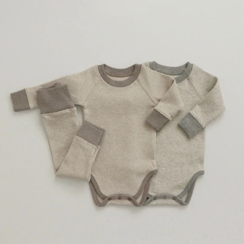 Newborn baby clothes winter knitted sweater rompers toddler baby infant bottomed pants kids two piece clothes sets