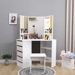 bedroom furniture mirror and drawer dressing wood makeup table dresser vanity desk