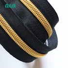 High Quality Nylon Zipper With Golden Teeth High Quality With Customized Size 3# 5# 7# 8# 10#