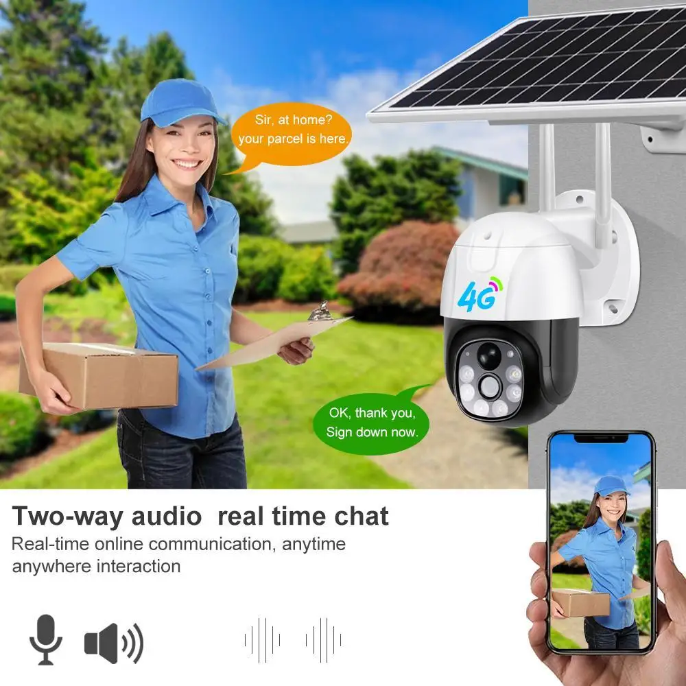 V380 4G WIFI Solar Battery WIFI PTZ Camera 3mp Outdoor Waterproof 2MP Color Vision CCTV Security Surveillance WIFI 4g IP Camera