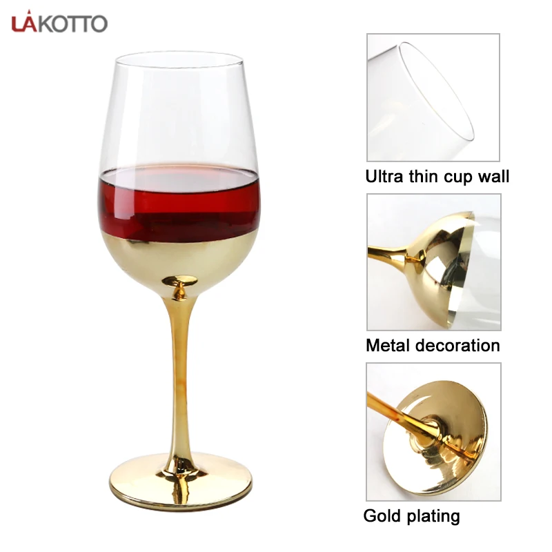 Unique Goblet Glasses Luxury Fancy Round 460ml Handmade Electroplated Crystal Rose Gold Stemmed Wine Glass Cocktail