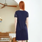 Women Summer New Solid Color Ladies Dress Women Embroidery Mesh Stitching V-Neck Women Dresses Summer