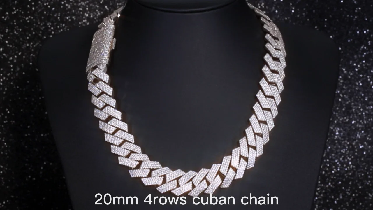 Heavy Sterling Silver Gold Plated Moissanite Cuban Chain Hip Hop