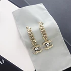 Earrings Earrings NAKAMURA New Style Diamond Gold Earrings Zircon Luxury CC Earrings For Women
