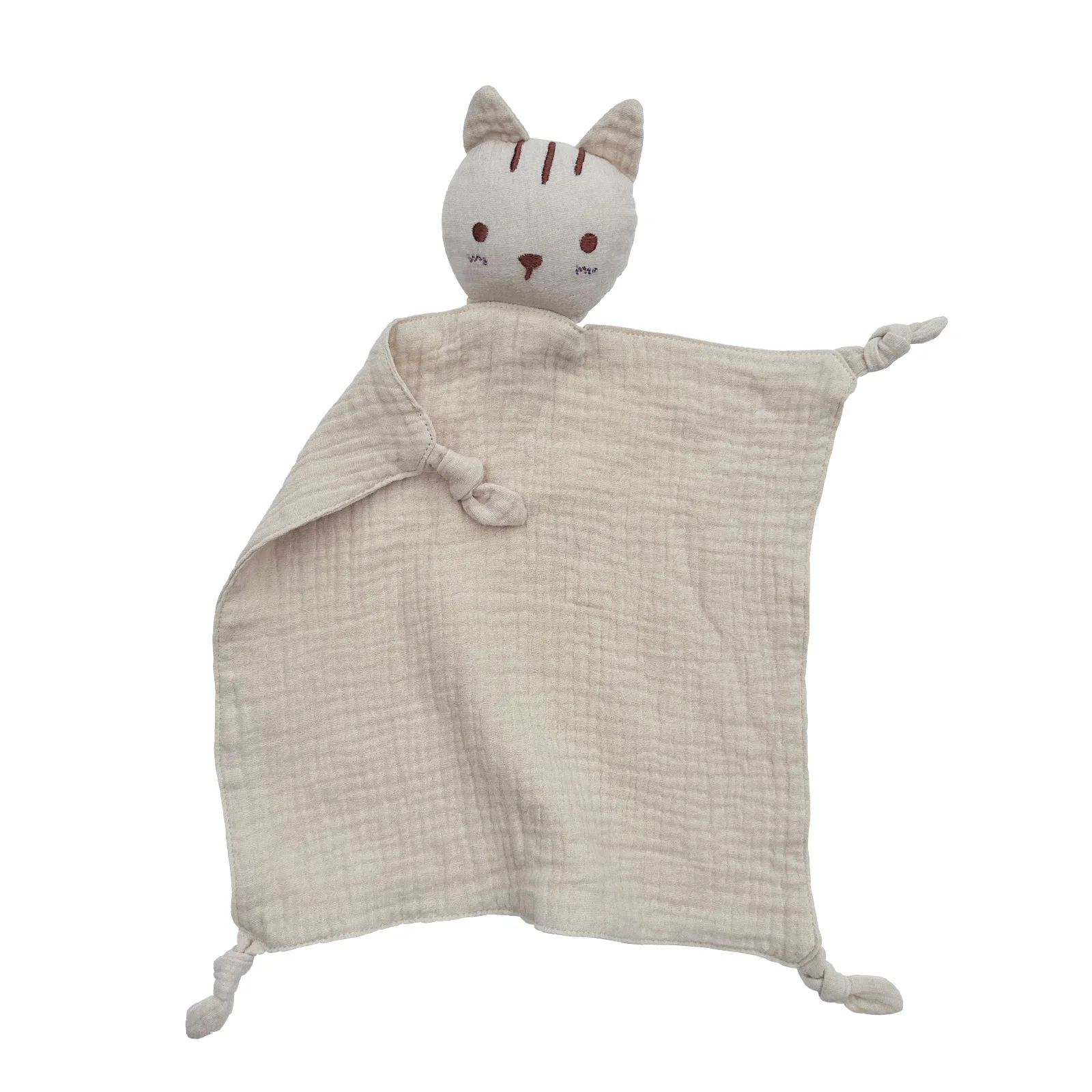 Sweet Cat Lovey Baby Security Blanket Organic Cotton Muslin Comfort Security Blanket for Babies