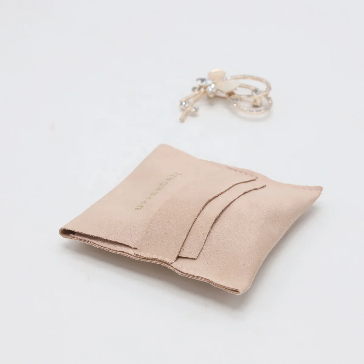 Custom Logo Printed Microfiber Envelope Jewelry Pouch Suede Pink Drawstring Gift Jewelry Packaging Bag