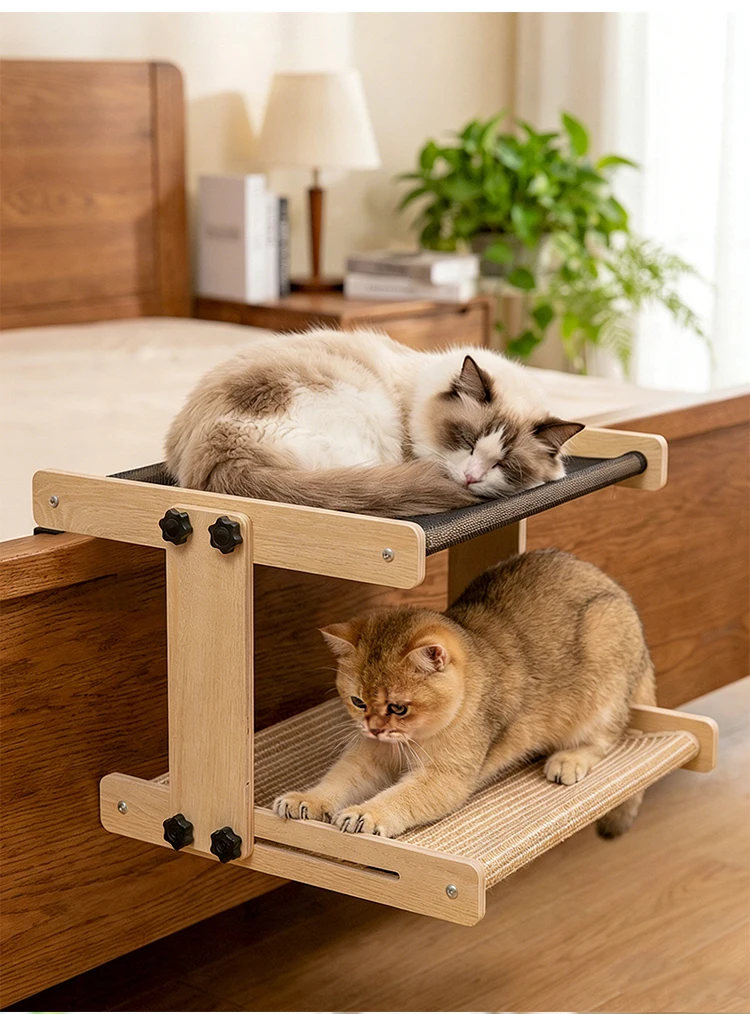 Hot Sale All Season Double Layer Pet Window Hanging Bed Cat Scratcher Cat Nest Fixable Beside Bed Pet Supplies manufacture