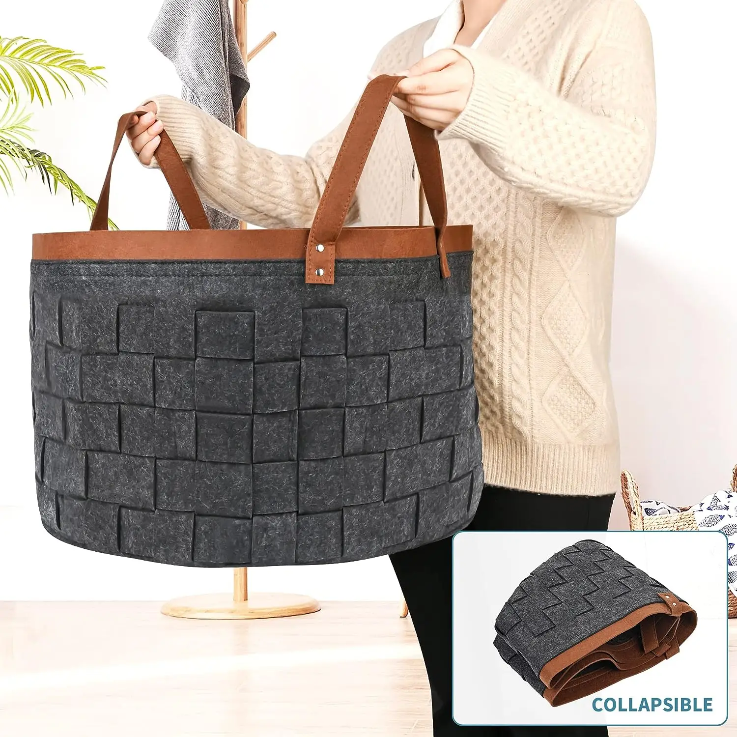 65L Felt Storage basket Felt Woven Basket 19.6