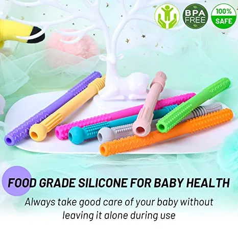 Silicone toy Baby Teether Tubes Soft Silicone Teething Straws for Babies Infants BPA Free Hollow Teething Tubes