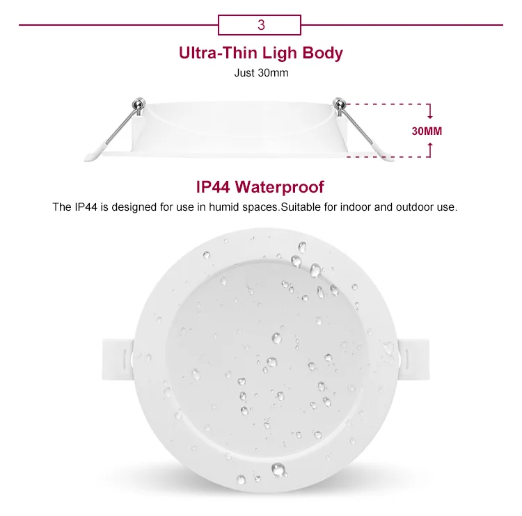 Indoor Outdoor Plastic Material IP44 Waterproof Downlight LED Light SMD Light Source Downlight