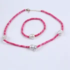 Set Trending Jewelry 2021 12-13mm Baroque Pearl Pink Color Pearl Jewelry Set