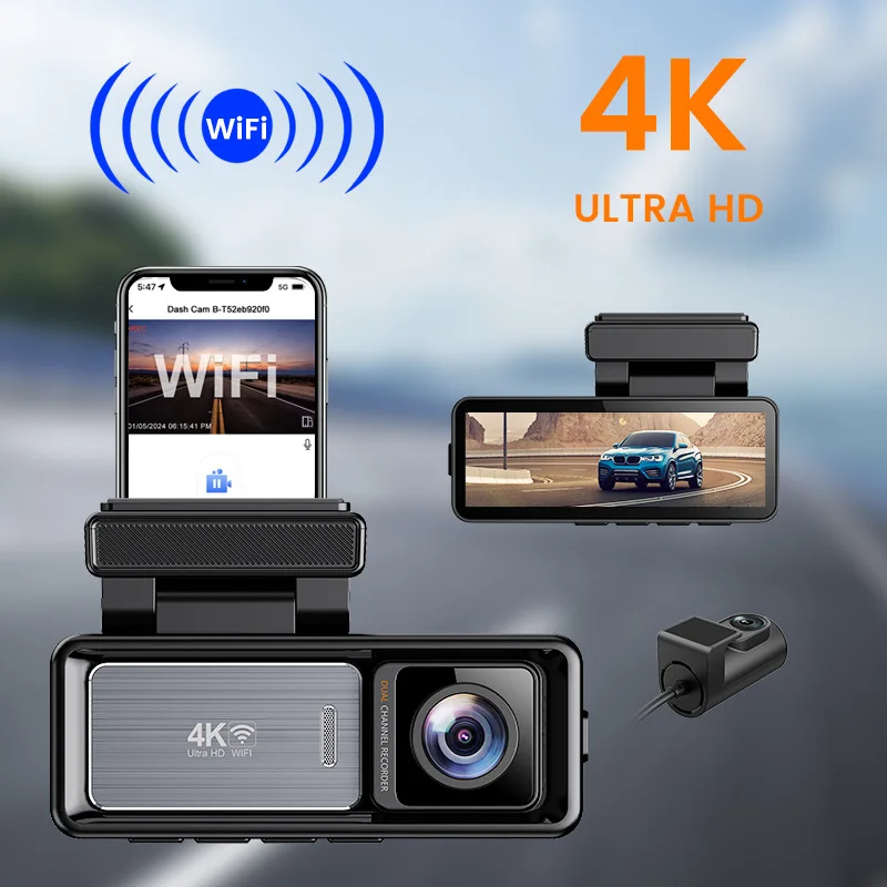 Manufacturer MINI Dual Lens Wifi Gps Dash Camera Front and Inside Car Black Box Dual 4k Dashcam Car Dvr Car Camera 4k Dash Cam