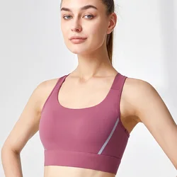 Good Quality Shock-Proof Running Fixed Chest Pad Mesh Beautiful Back Yoga Vest Women's Sport Bra Crop Top