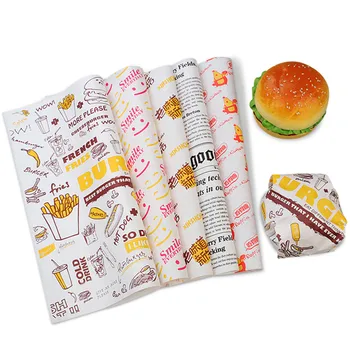 Wholesale Custom Food Grade greaseproof wax PE coated sandwich Burger Bread Packaging Wrapping Paper With Logo Print