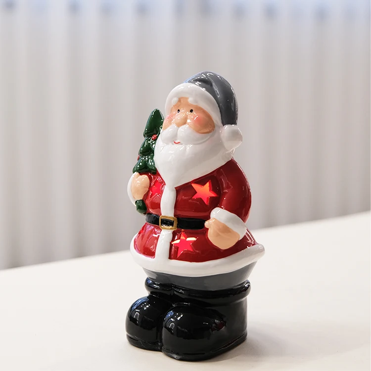 Led Doliomitic Santa Claus custom ceramic Santa Claus staute Christmas figurine