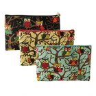 Lining Customized Brand Label Cartoon Owl Print Pvc 190T Lining Make Up Pouch