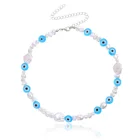 Charm Pearl Wholesale Bohemia Charm Handmade Resin Colorful Evil Eye Chunky Pearl Beaded Necklace Choker For Women