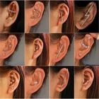 Earrings 2021 Earrings For Women Fashion Vintage Shiny Crystal Ear Clip Wrap Crawler Hook Earrings