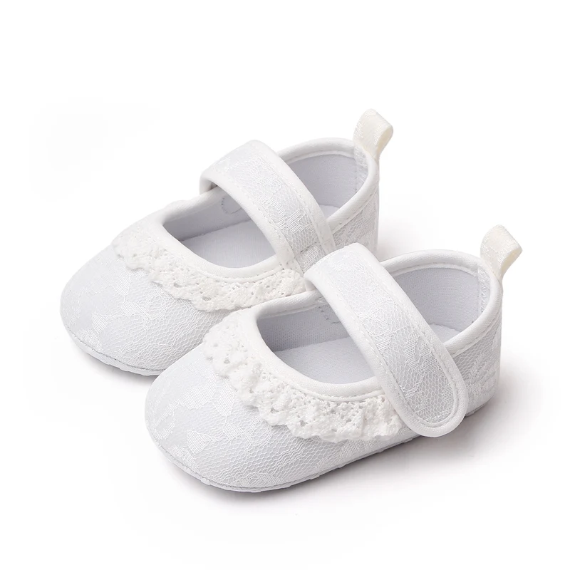 Baby Girls Solid Color Embroidered Lace Edge Soft Soled Comfortable Infants Princess Step Shoes manufacture