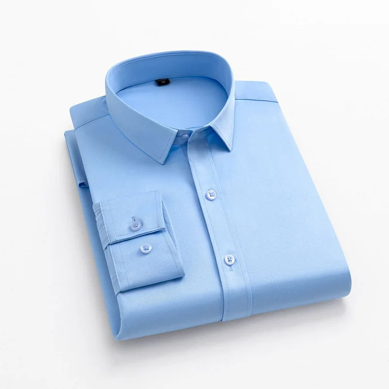 Custom Brand High Elasticity Soft Button Up Work Office Work Casual Stylish Full Sleeve Dress Shirt For Men