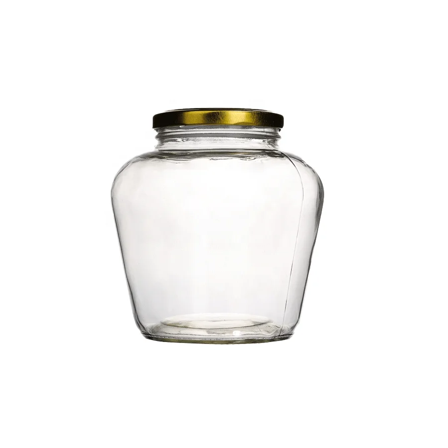 Large Pickles Canning Jar 670ml 960ml 1200ml Empty Earthen Jar with Gold Lids For Sauce Pepper Pickle Jam Honey Jelly