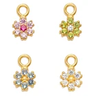 Gold Earring Zirconia Gemnel Colorful Cubic Zirconia S925 Gold Plated Flower Earring Charm