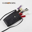 Mobile Phone Custom Logo Pu Leather Black Fashion Mobile Phone Pouch Portable Mobile Phone Bag