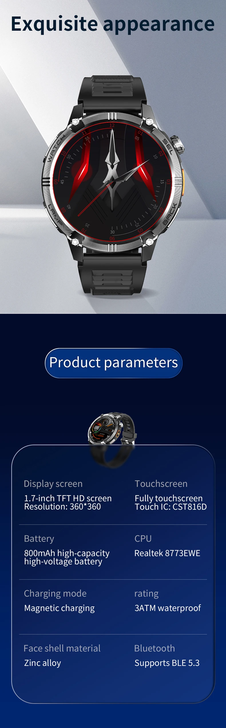 product outdoor sports g304 smart watch for men with 800mah battery compass altitude barometric 3atm waterproof gps smartwatch 2025 new-6