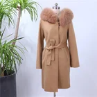 Long Coats For Steady Temperament Better Level Brown 100% Wool Hooded Belted Long Coats For Women