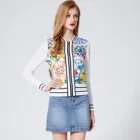 Coats White Sunrise Flower Double Printed Silk And Polyester Casual Coats