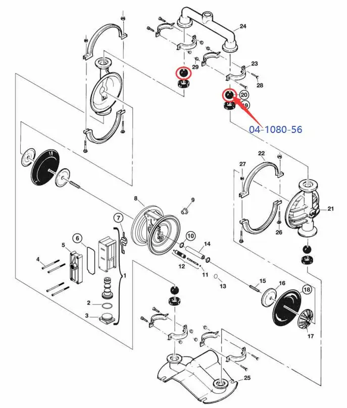 Liathróid Comhla Rubair 04-1080-56 a úsáidtear le haghaidh 1.5 Inch Wilden Air Oibrithe Caidéal Diaphragm Dúbailte páirteanna caidéil AODD 04-1080-51 04-1080-52 sonraí