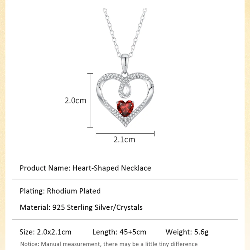 CDE YN1058 Original Jewelry 925 Sterling Silver Necklace Heart-Shaped Pendant Necklace Zircon Plata De Collar Heart Necklace