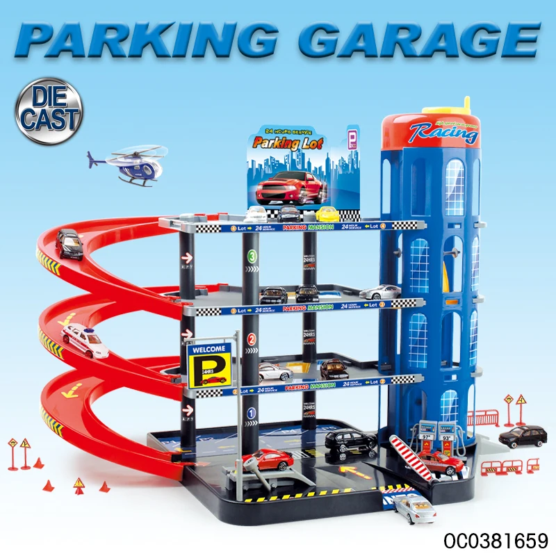 4 floors assembled rail car toys garage parking lot kids toy with toy car lift diecast model car